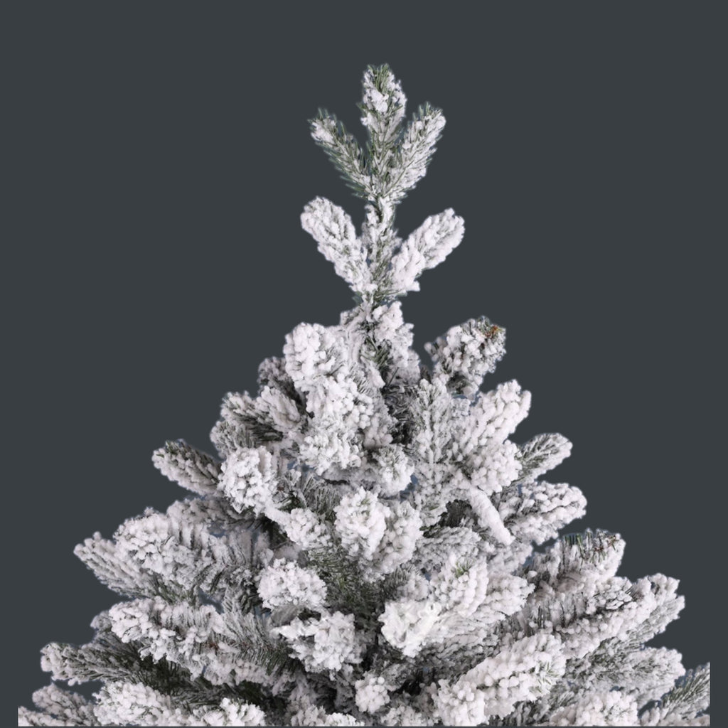 Sapin artificiel avec lumières Hamilton enneigé 228 cm, 750 ampoules blanc froid, FONDU + PVC