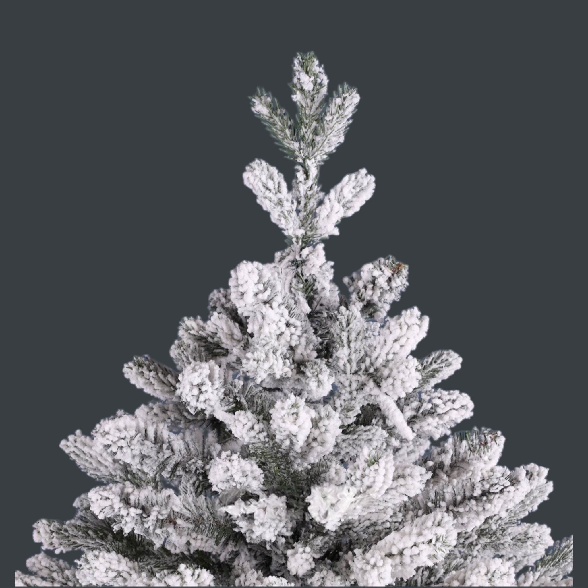 Sapin artificiel avec lumières Hamilton enneigé 228 cm, 750 ampoules blanc froid, FONDU + PVC